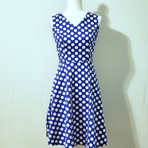 BRIDESMAY blue and white polka dot flare d…